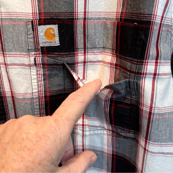 CARHARTT NWOT Men’s Short Sleeve Cotton Button Down Shirt. Double Chest Pocket - Picture 3 of 9